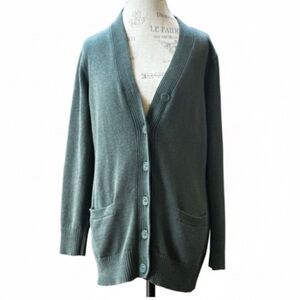 Pendleton Green V-Neck Cardigan Cotton Sweater Large Excellent Condition!